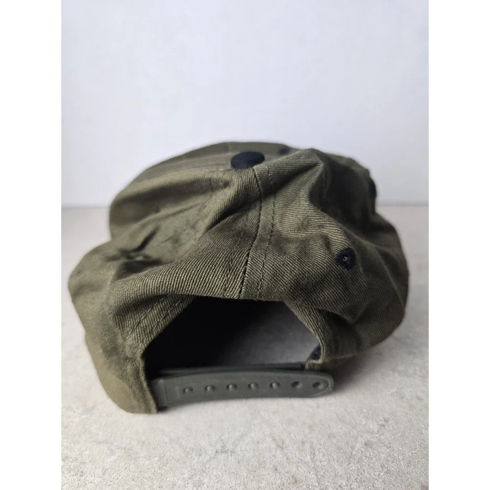 Vintage Alaska Snapback Hat Olive Green Black Embroidered Eagle Military Trucker